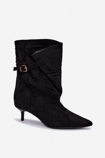 Bottines à petit talon avec boucles couleur noire Canelisse