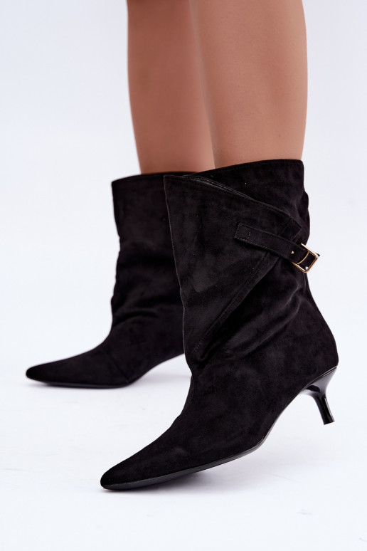 Bottines à petit talon avec boucles couleur noire Canelisse