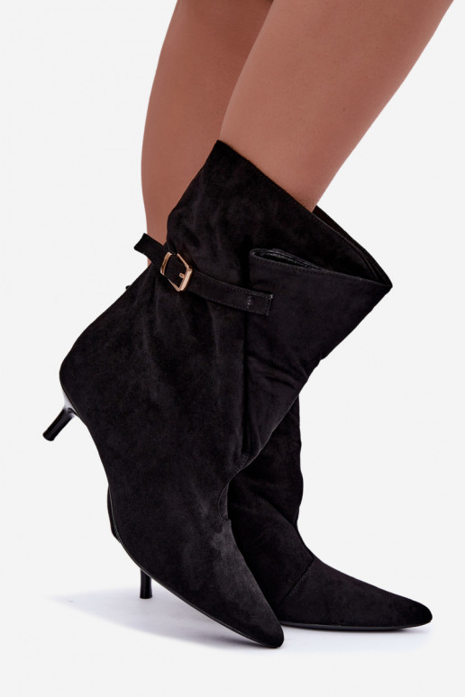 Bottines à petit talon avec boucles couleur noire Canelisse