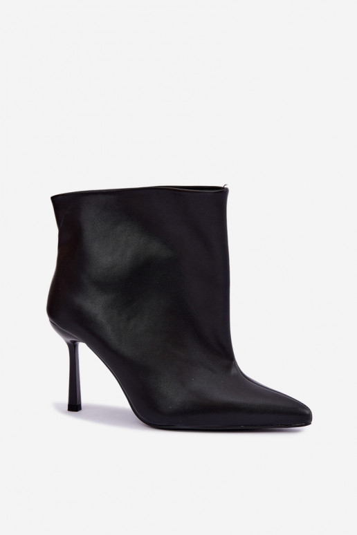 Instap enkellaarsjes met dunne hak in zwart faux leather Kamea