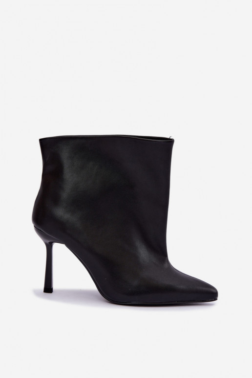 Instap enkellaarsjes met dunne hak in zwart faux leather Kamea