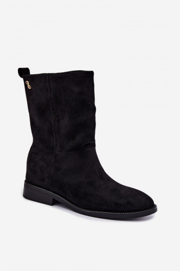 Bottines chaudes avec talons larges en noir Peronne