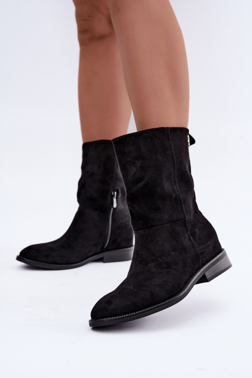 Bottines chaudes avec talons larges en noir Peronne