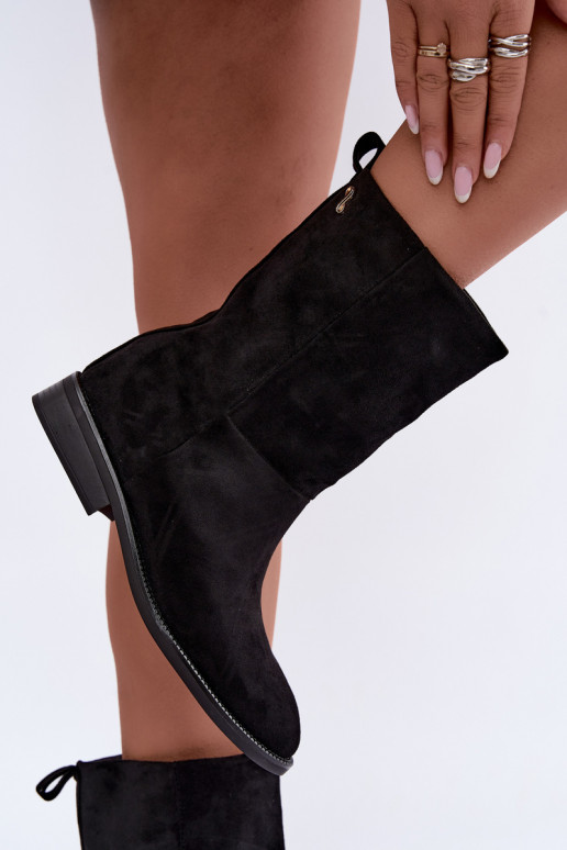 Bottines chaudes avec talons larges en noir Peronne
