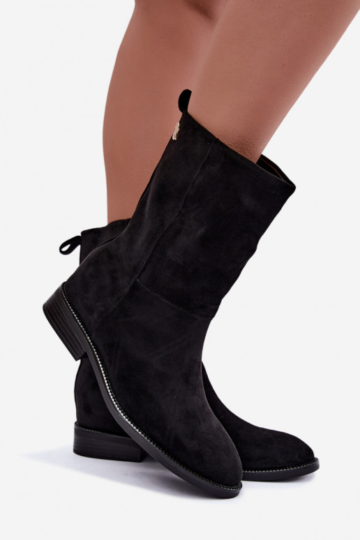 Bottines chaudes avec talons larges en noir Peronne