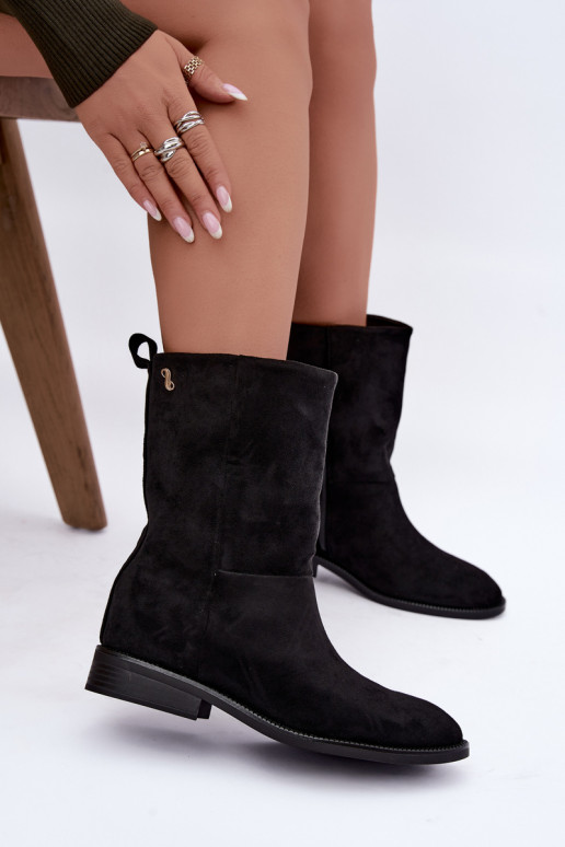 Bottines chaudes avec talons larges en noir Peronne
