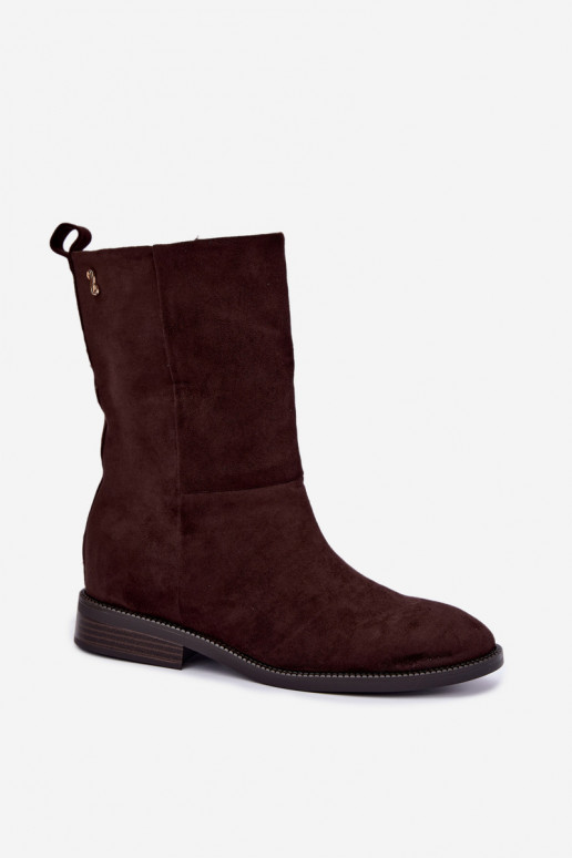 Bottines chaudes avec talons larges couleur chocolat Peronne