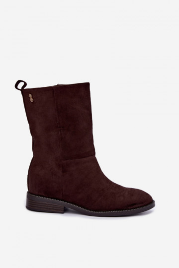 Bottines chaudes avec talons larges couleur chocolat Peronne 2