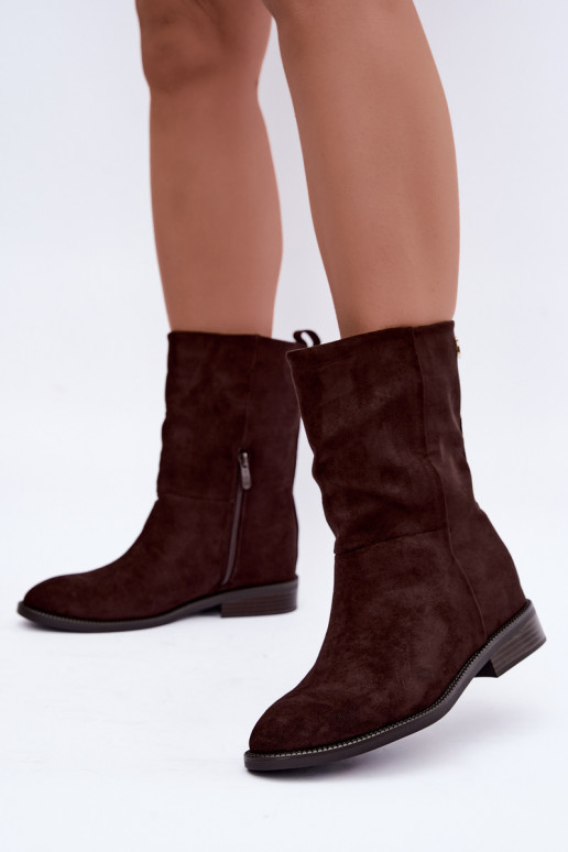 Bottines chaudes avec talons larges couleur chocolat Peronne
