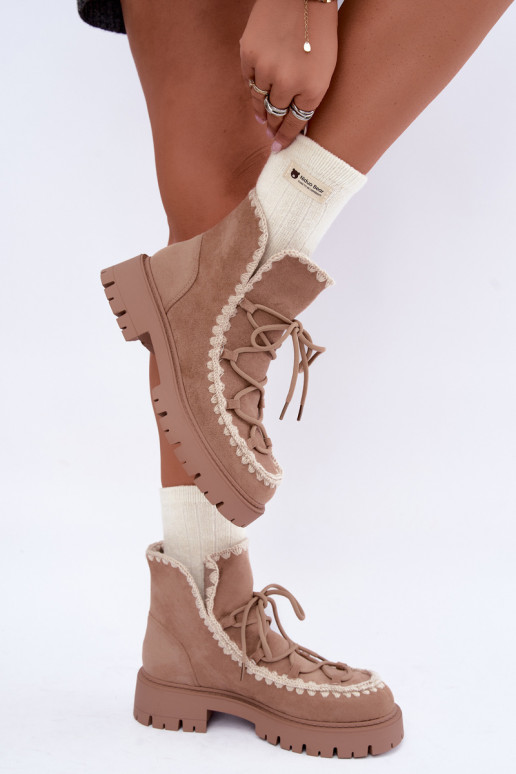 Bottes de neige avec détails élégants couleur sable Cariselle