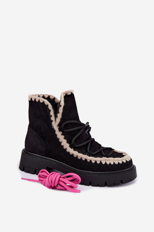 Bottes de neige avec détails élégants couleur noire Cariselle