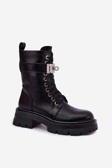 Bottines de travail isolées avec talons décorés en noir Ardelisse