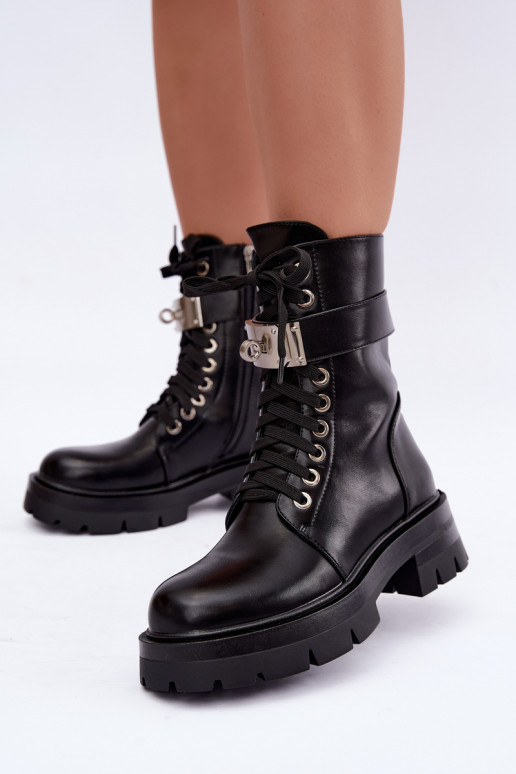 Bottines de travail isolées avec talons décorés en noir Ardelisse