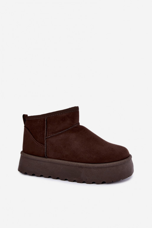Sneeuwlaarzen van faux suede met platform in donkerbruin Corcoran