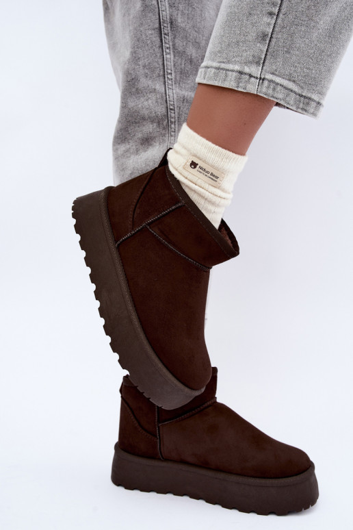 Sneeuwlaarzen van faux suede met platform in donkerbruin Corcoran