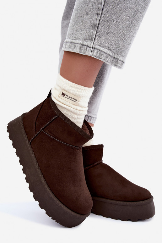 Sneeuwlaarzen van faux suede met platform in donkerbruin Corcoran