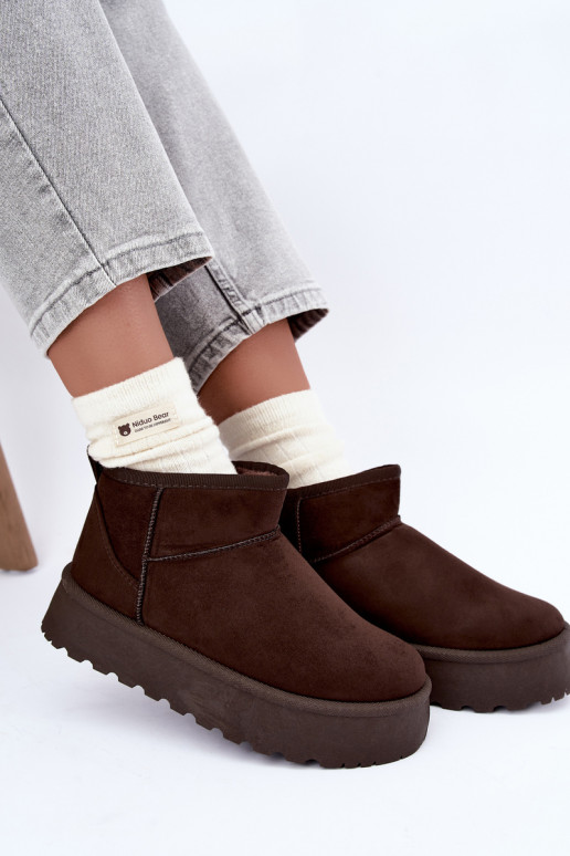 Sneeuwlaarzen van faux suede met platform in donkerbruin Corcoran