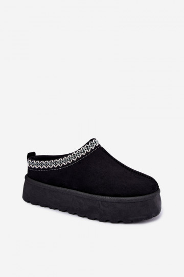 Bottes de neige basses pour femmes avec fleurs brodées et plateforme en noir Įjungtarirya