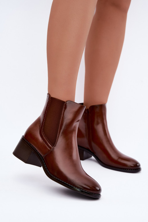 Stylische Damen Stiefeletten in brauner Farbe Dalmora