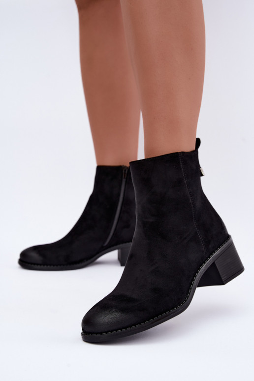 Bottines noires doublées avec petit talon Merselia