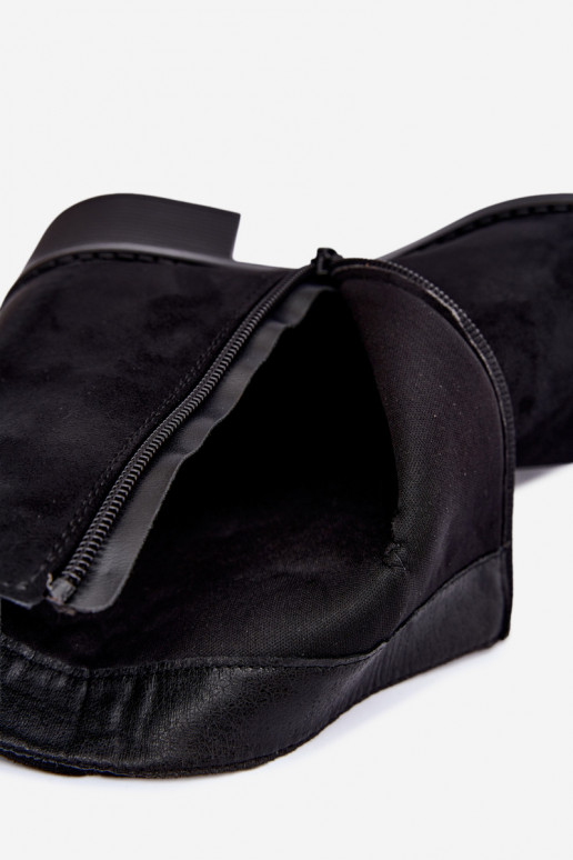 Wärmende schwarze Stiefeletten mit niedrigem Absatz Merselia