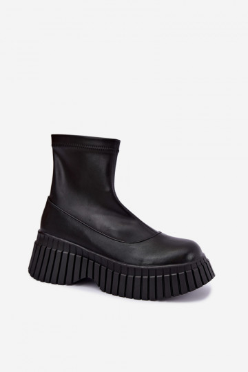 Bottines en cuir noires avec plateforme Elmorine