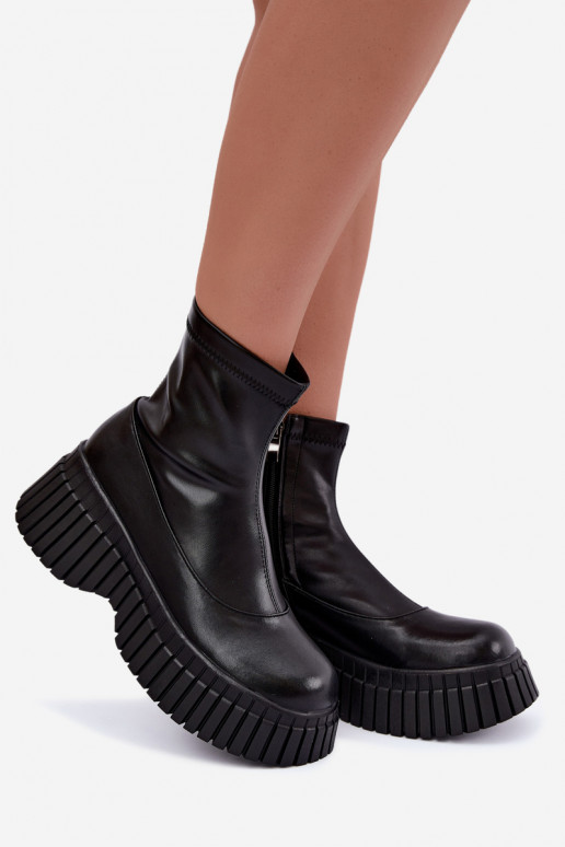 Bottines en cuir noires avec plateforme Elmorine