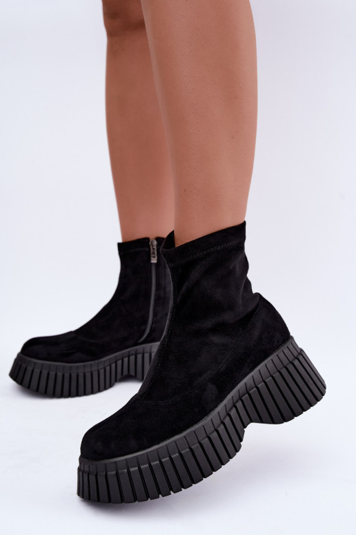 Bottines noires avec plateforme en daim synthétique Elmorine