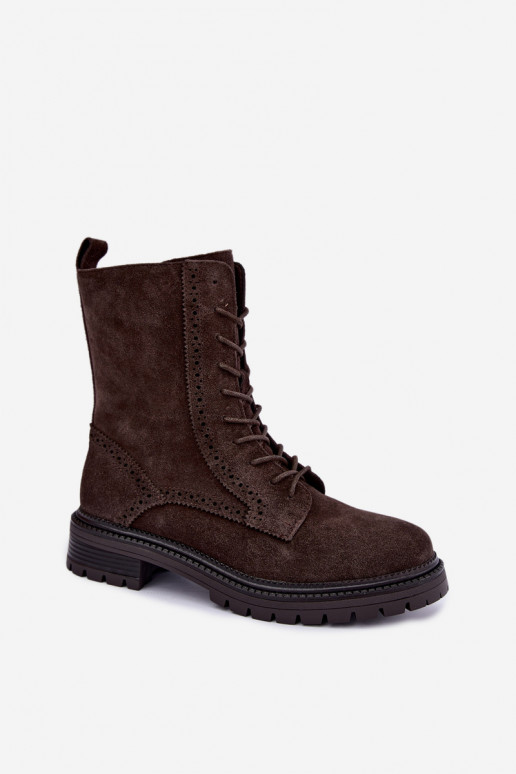 Gevoerde veterschoenen van faux suede Czekoladoje Rasvena