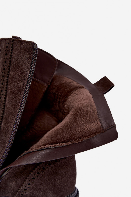 Bottines à lacets doublées en daim synthétique Czekoladoje Rasvena