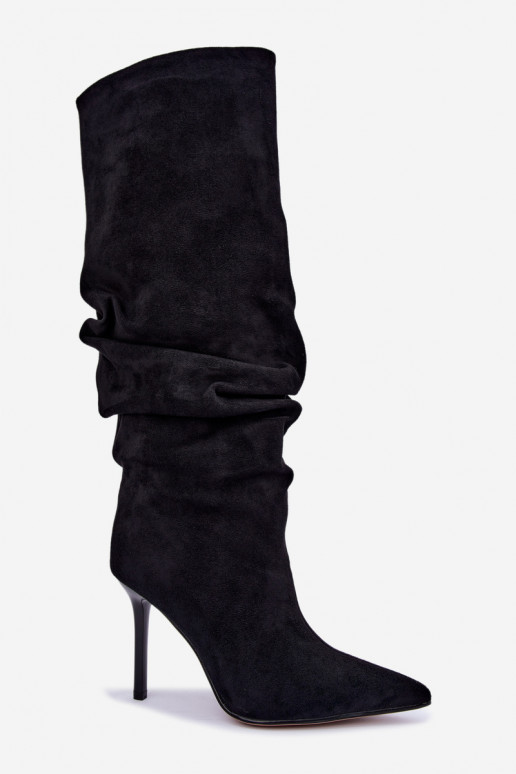 Schwarze Stiefel zum Hineinschlüpfen mit dünnen Absätzen Balira