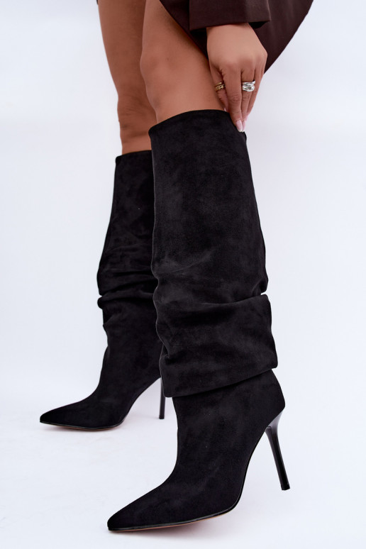 Bottes noires à enfiler avec talons fins Balira