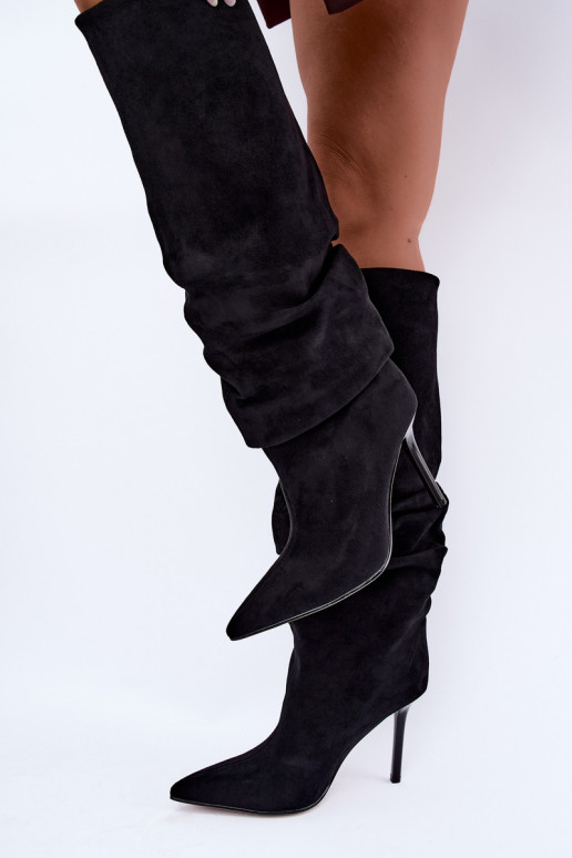 Bottes noires à enfiler avec talons fins Balira