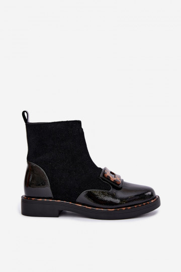 Bottes en daim noires avec boucle décorative 2