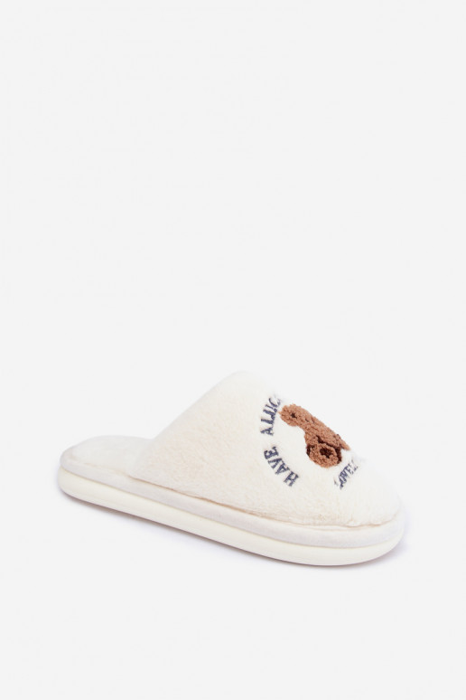 Chaussons pour femmes ivoire avec fourrure Meškiukai Cassira