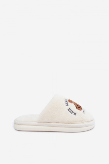 Elfenbeinfarbene Damenschuhe mit Fell Meškiukai Cassira 2