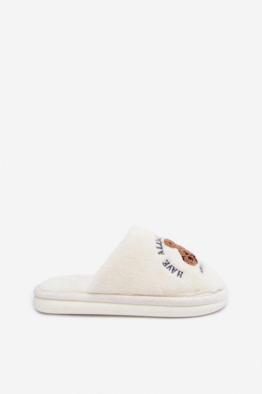 Elfenbeinfarbene Damenschuhe mit Fell Meškiukai Cassira