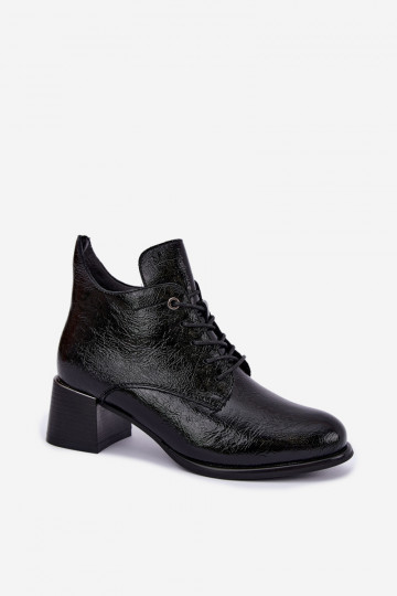 Bottines noires pour femmes avec effet verni Klocku Hadelle