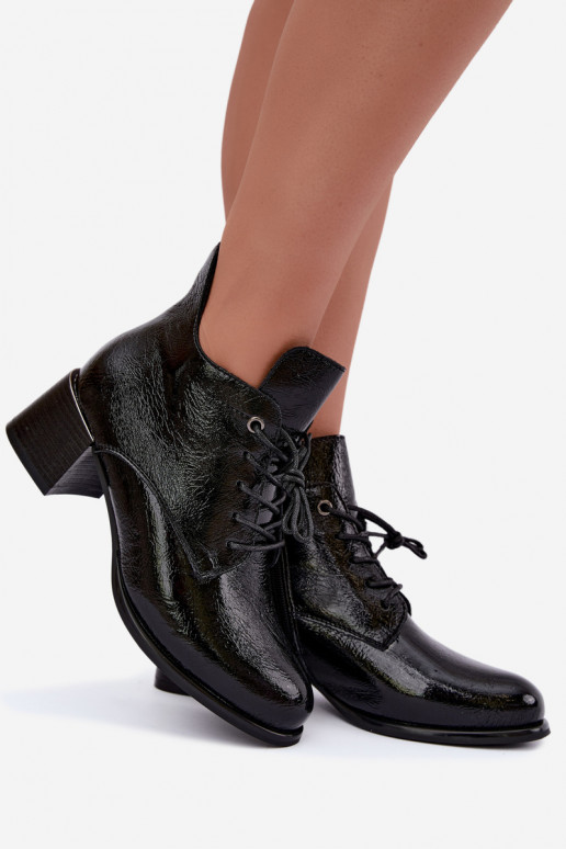Bottines noires pour femmes avec effet verni Klocku Hadelle
