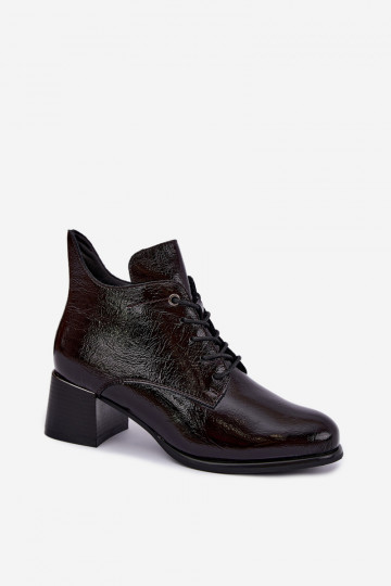 Bottines bordeaux pour femmes avec effet verni Klocku Hadelle