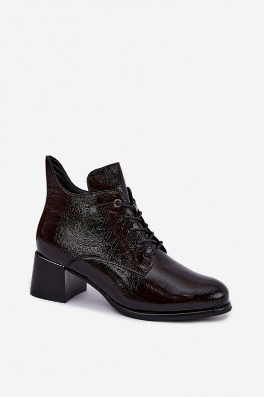 Bottines bordeaux pour femmes avec effet verni Klocku Hadelle