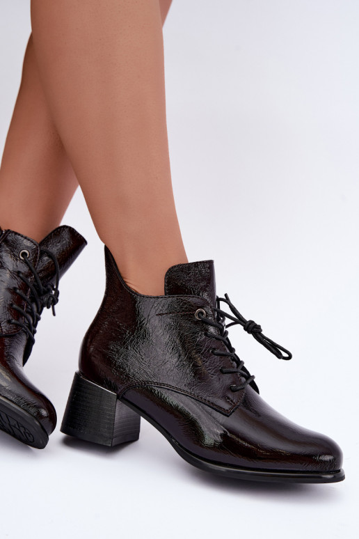 Bottines bordeaux pour femmes avec effet verni Klocku Hadelle