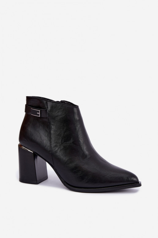 Bottines noires doublées avec talons et bandes décoratives Irmelle