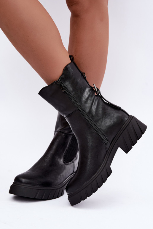 Wärmende stilvolle Damen-Stiefeletten in Schwarz