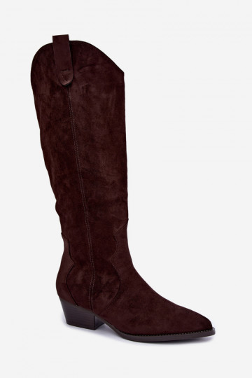 Bottes hautes en style cowboy avec talons en marron Renissa
