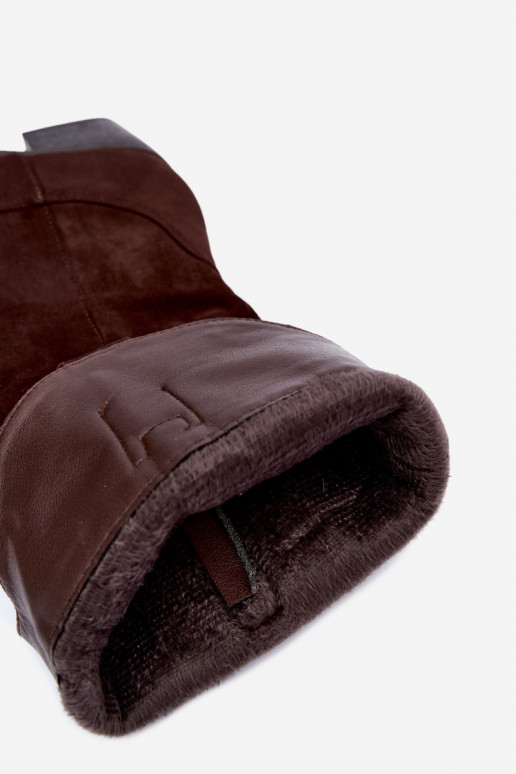 Bottes hautes en style cowboy avec talons en marron Rialene