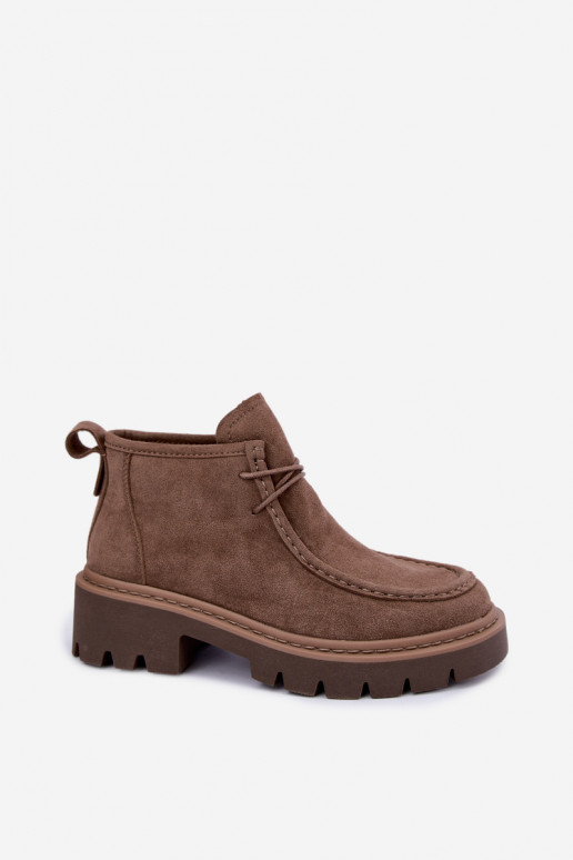 Gevlochten enkellaarsjes in faux suede zand Farella