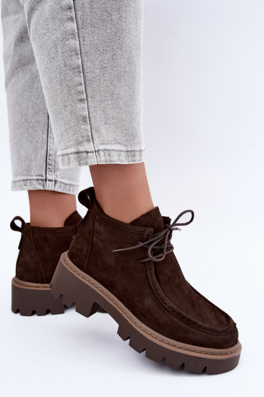 Gevlochten enkellaarsjes in faux suede bruin Farella