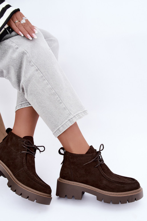 Gevlochten enkellaarsjes in faux suede bruin Farella