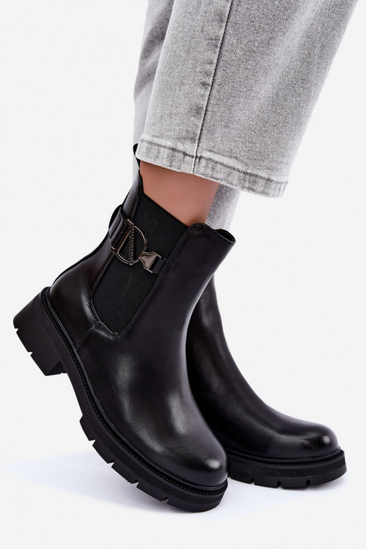 Wärmende stilvolle Stiefeletten mit Ornamenten in Schwarz Janira